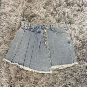 Cloud Ten Denim Skort with Button Detail